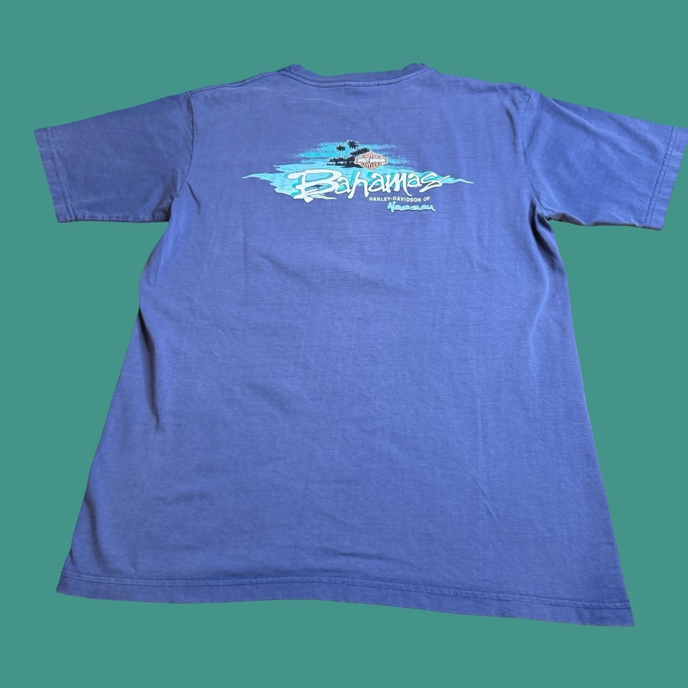 Vintage Harley Davidson T Shirt Large Purple Nassau Bahamas Biker Faded Grunge